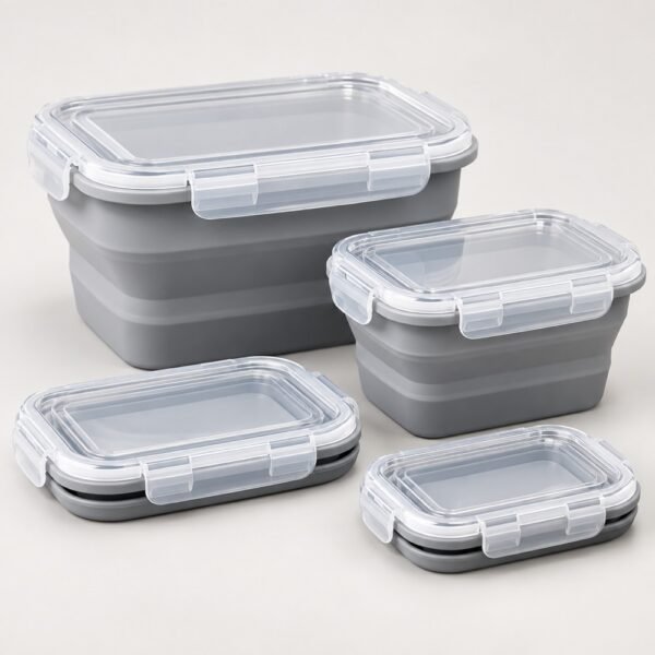 Collapsible Food Storage Set - 4 Boxes, Flat When Empty | FOLDBOX